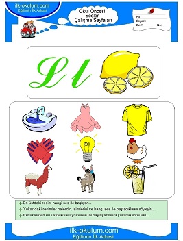 Çocuklar İçin L Sesi Çalışma Sayfaları 